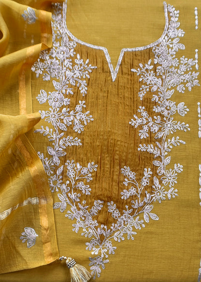 Premium quality mulmul unstitched suit with dupatta

