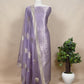 Light Purple Banarasi Silk Brocade Suit With Organza Dupatta