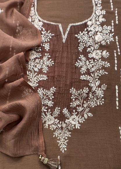 Pure mulmul suit set with pitta work

