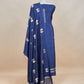 Midnight Blue Handloom Silk Unstitched Suit Fabric With Kadwa Weaving