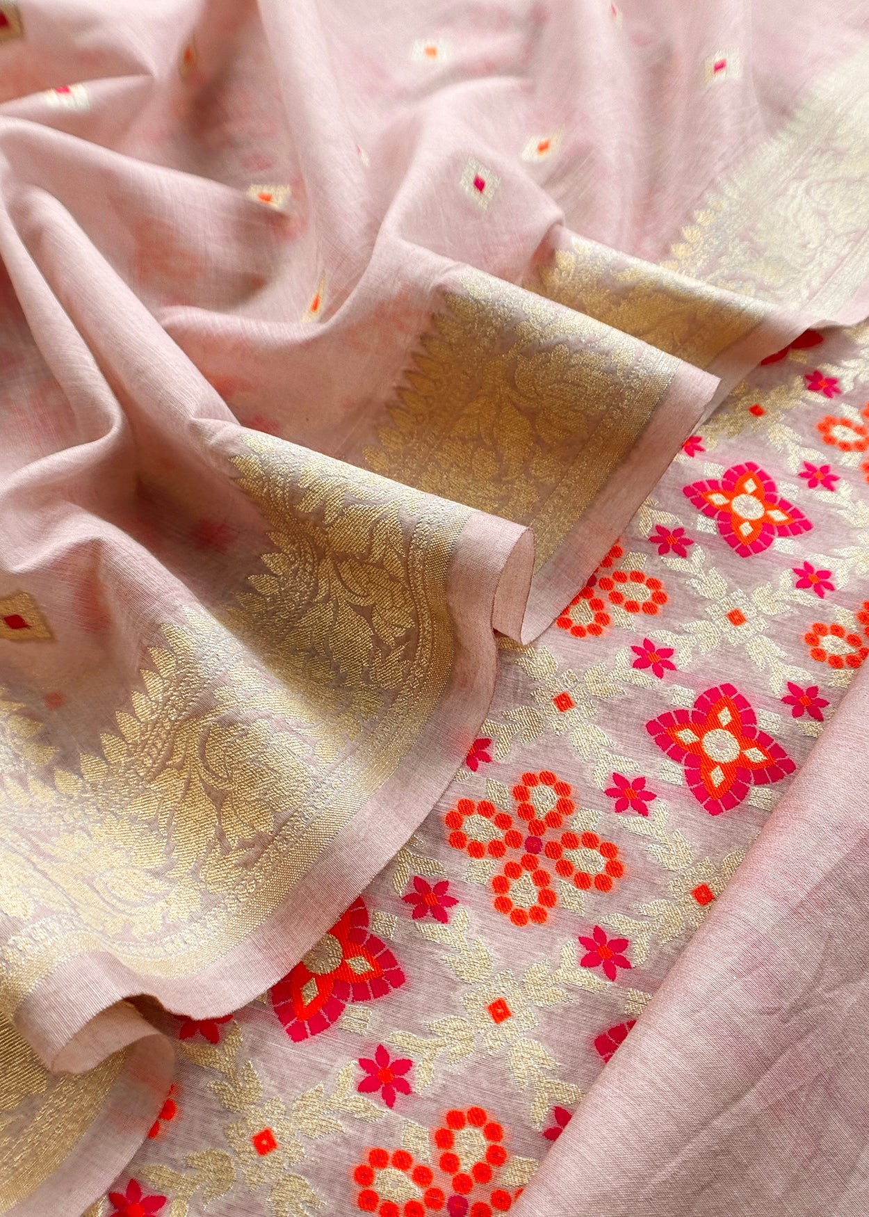 Beige Handloom Banarasi Suit With Paithani Weaving