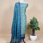 Blue Colour Cotton Kani Printed Unstitched Suit Fabric With Dupatta