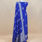 Luxe Neel Handloom Munga Georgette Unstitched Suit Fabric With Kadwa Alfi Weaving