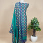 Green With Blue Handloom Patola Unstitched Suit In Maheshwari Silk