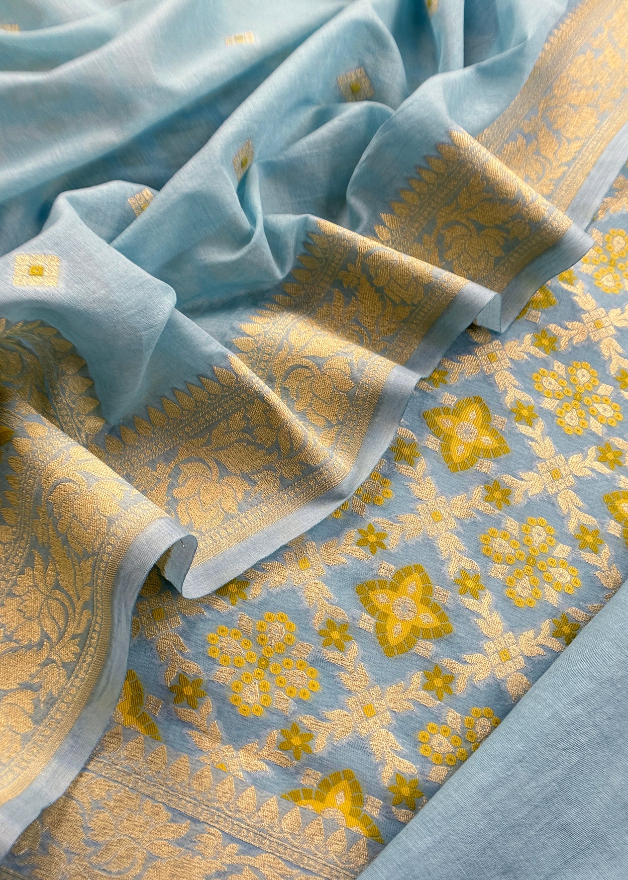 Blue Handloom Banarasi Suit With Paithani Weaving