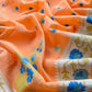 Orange Handloom Banarasi Cotton Unstitched Suit Fabric With Meenakari Weaving