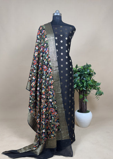 Black Banarasi Suit With Kalamkari Dupatta