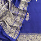 Luxe Neel Handloom Munga Georgette Unstitched Suit Fabric With Kadwa Alfi Weaving