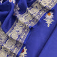Luxe Neel Handloom Munga Georgette Unstitched Suit Fabric With Kadwa Alfi Weaving