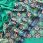 Green With Blue Handloom Patola Unstitched Suit In Maheshwari Silk