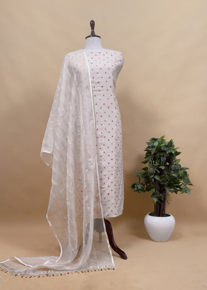 Pastel green Pure Silk Bandhani Kurta And Kora Silk Dupatta