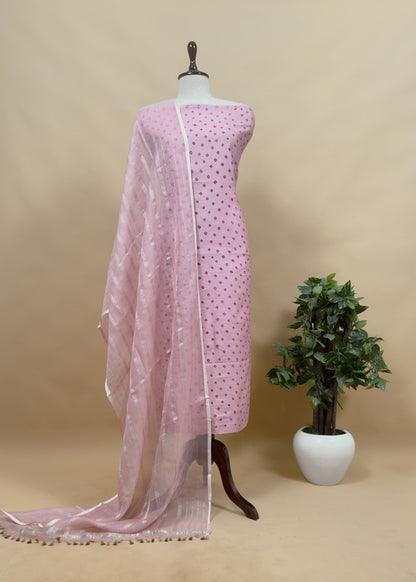 Pastel green Pure Silk Bandhani Kurta And Kora Silk Dupatta