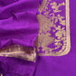Purple Handloom katan Silk Suit Fabric With Peonies Kadwa Weaving