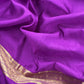 Purple Handloom katan Silk Suit Fabric With Peonies Kadwa Weaving