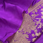 Purple Handloom katan Silk Suit Fabric With Peonies Kadwa Weaving