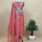 Garden Of Dreams Luxe Green Handloom Kora Silk Suit Fabric With Appliqué Work And French Thread Embroidery