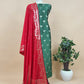 Red Green Son chiraiya Pure Silk suit fabric with Gold weaving