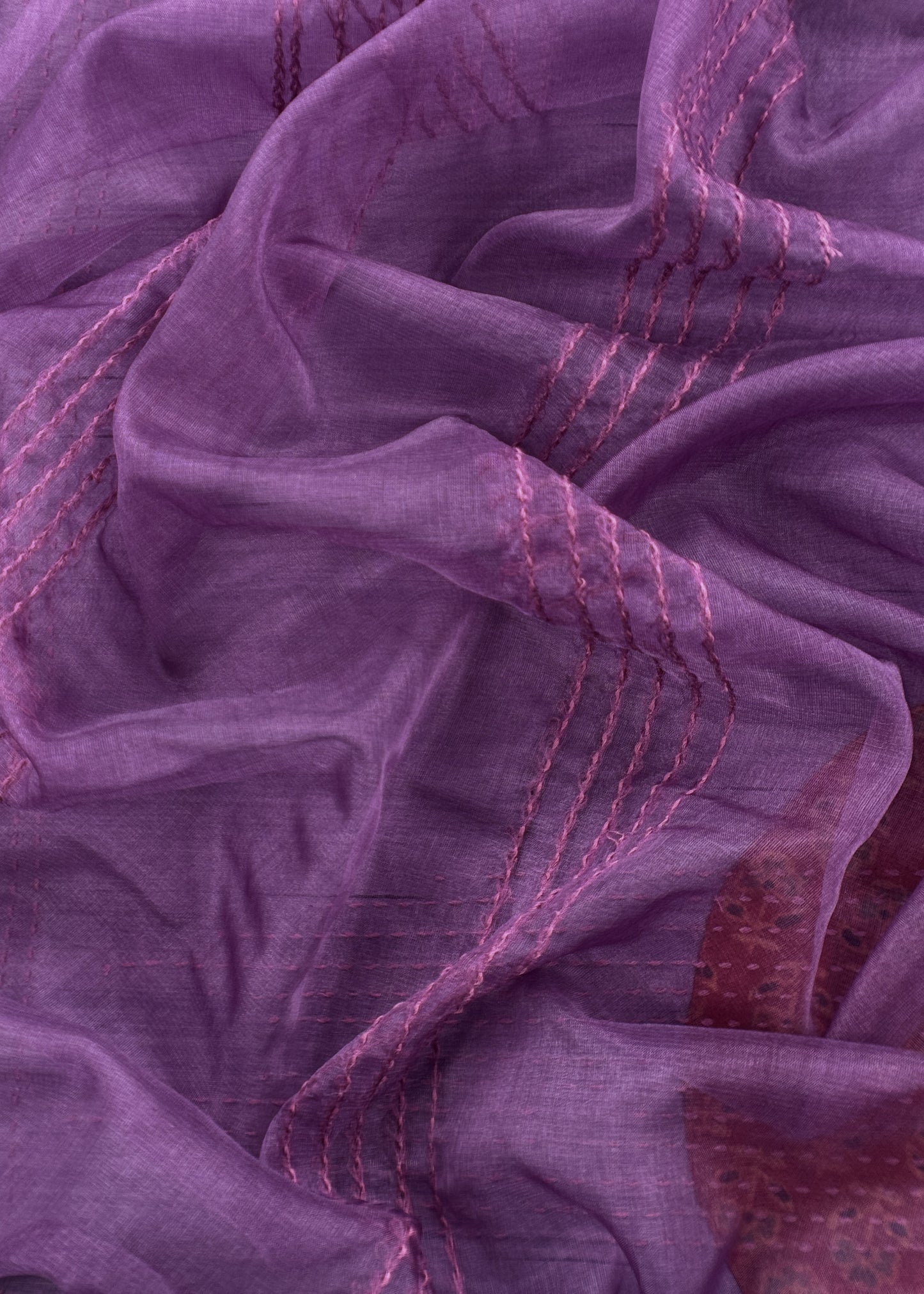 Purple Raw Silk kurta And Organza Dupatta With Ajrakh Appliqué Work