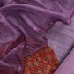 Purple Raw Silk kurta And Organza Dupatta With Ajrakh Appliqué Work