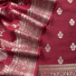 Pink Banarasi Suit In Mulberry Silk With Jacuard Weaving