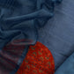 Dark Blue Raw Silk kurta And Organza Dupatta With Ajrakh Appliqué Work