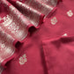 Pink Banarasi Suit In Mulberry Silk With Jacuard Weaving