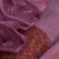 Mauve Raw Silk kurta And Organza Dupatta With Ajrakh Appliqué Work