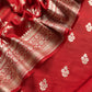 Red Banarasi Suit In Mulberry Silk With Jacuard Weaving
