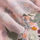 Garden Of Dreams Luxe Baby Pink Handloom Kora Silk Suit Fabric With Appliqué Work And French Thread Embroidery