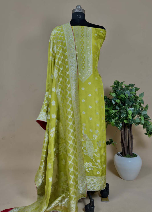 Green Pure Banarasi Silk Suit