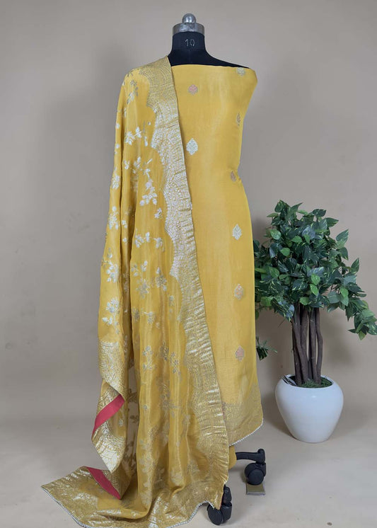 Yellow Tissue Silk Suit