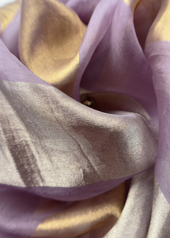 Purple Gold Varanasi Brocade Silk Kurta And Double Panel Tissue Dupatta With Handwork