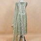 Luxe The Green Pure Kora Silk Suit With Gold And Silver Pitta Handwork
