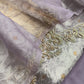 Purple Varanasi Brocade Silk Kurta And Double Panel Tissue Dupatta With Handwork