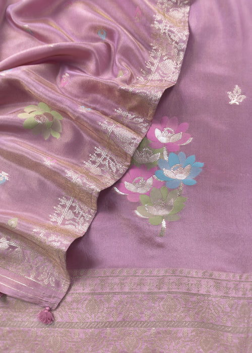 Pure Handwoven Tissue Suit Silk With Meenakari Weaving