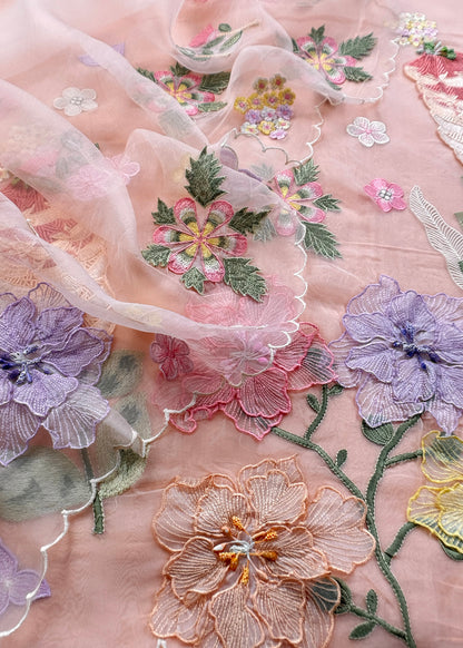 Organza unstitched suit with dupatta

