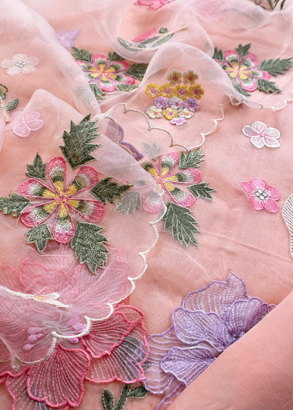 Organza unstitched suit with dupatta


