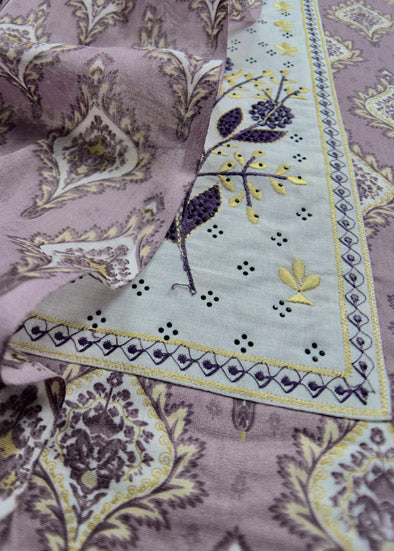 Purple Cotton Suit With Dupatta