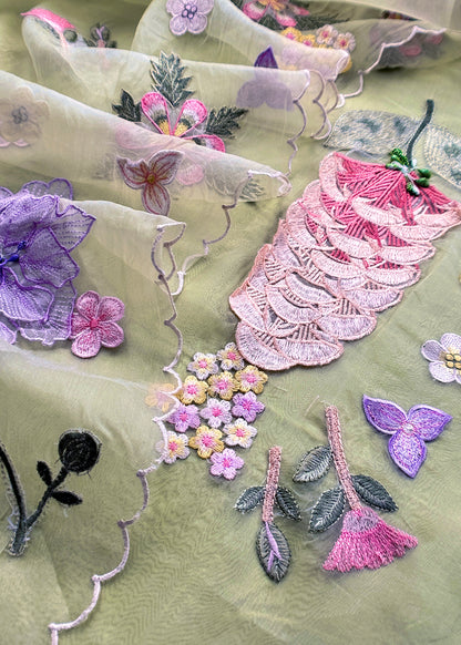 Organza unstitched suit with dupatta

