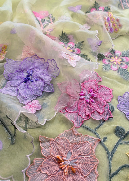 Organza unstitched suit with dupatta

