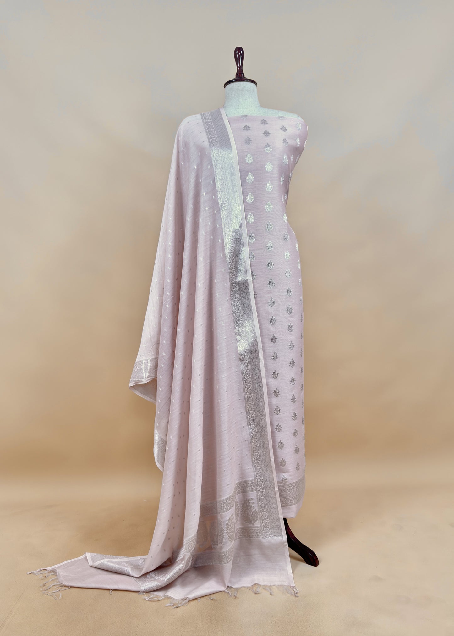 Pure banarasi silk unstitched suit with dupatta

