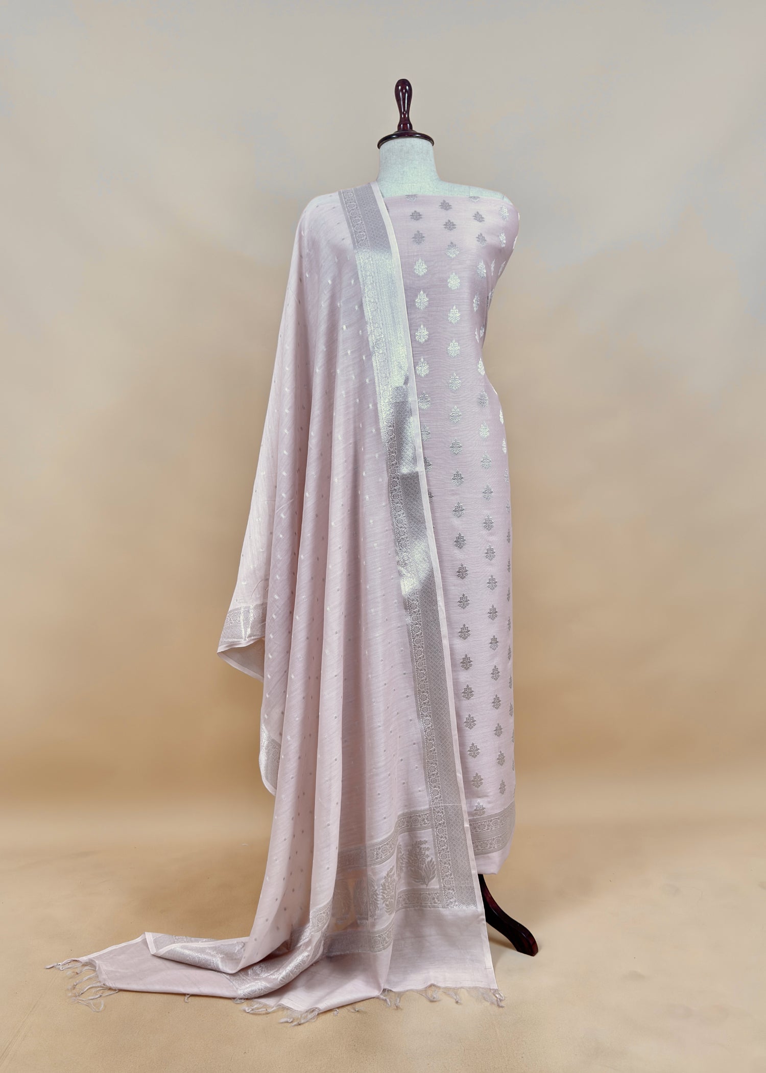 Pure banarasi silk unstitched suit with dupatta

