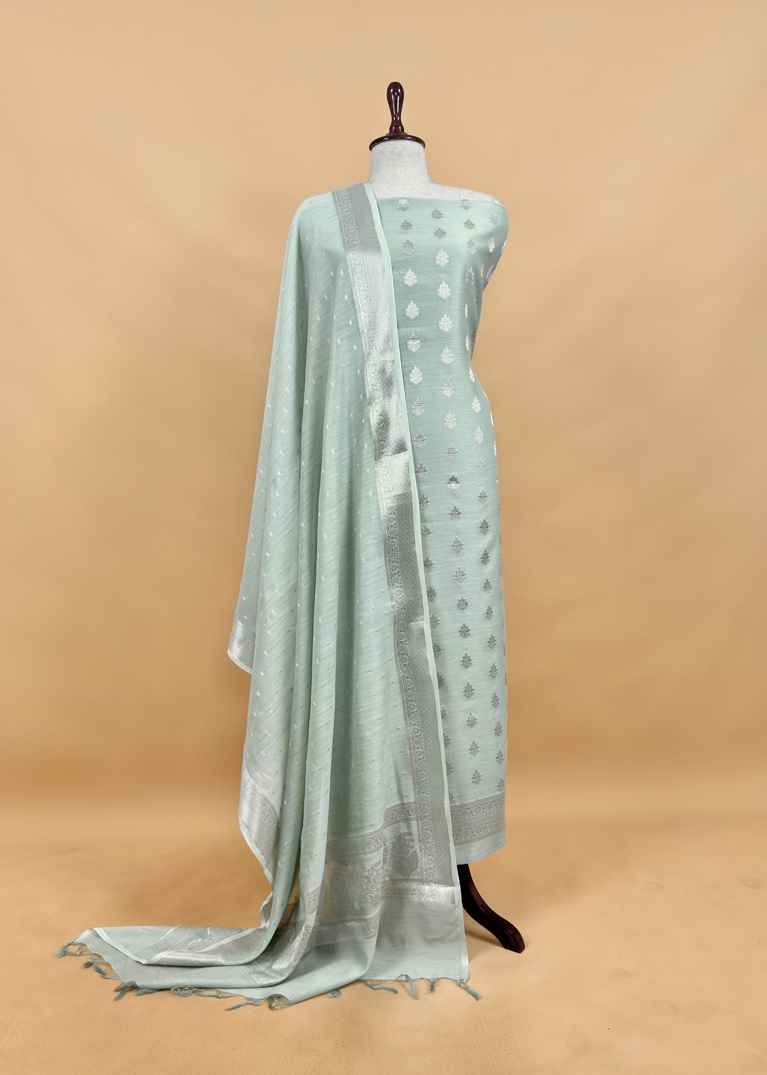 Pure banarasi silk unstitched suit with dupatta

