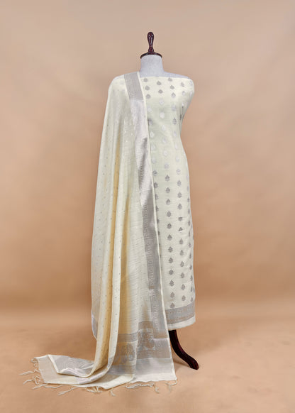 Pure banarasi silk unstitched suit with dupatta

