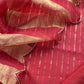 Gold And Red Pure Tissue Silk Woven Suit Fabric With Cutdana Handwork