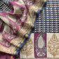 Blue Handloom Maheshwari Silk Suit With Hand Block Print