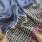Blue Handloom Maheshwari Silk Suit With Hand Block Print