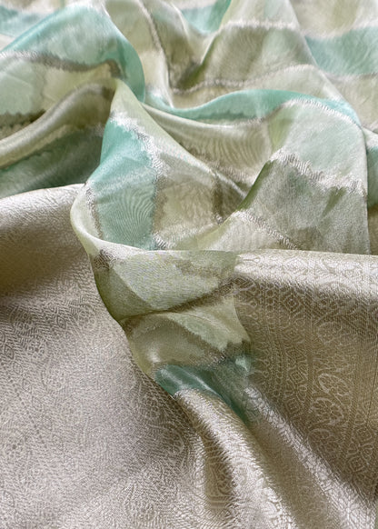 Green Designer Pure Brocade Tissue Silk Suit fabric