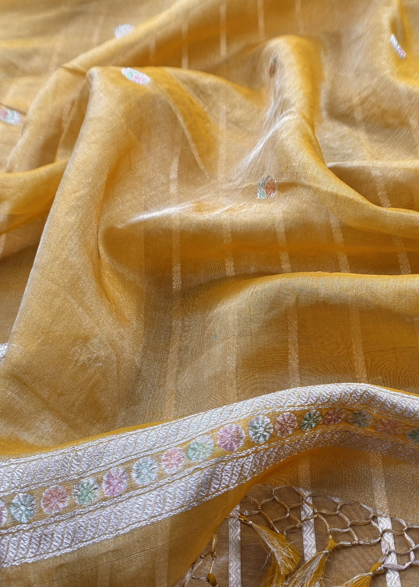 Traditional indian wedding wear tissue silk suit