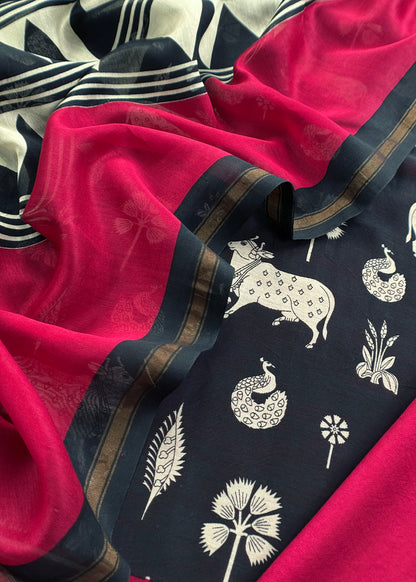 Summer wear maheshwari suit with dupatta

